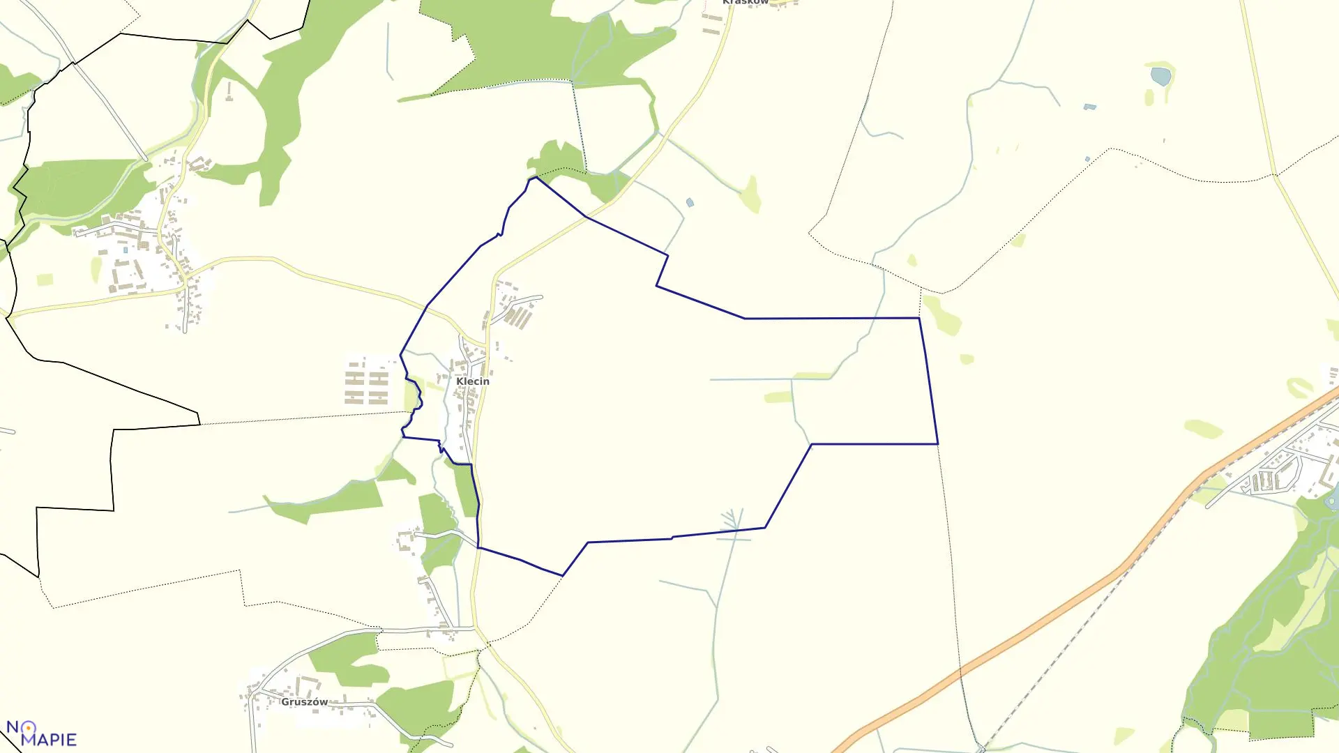 Mapa obrębu Klecin w gminie Marcinowice