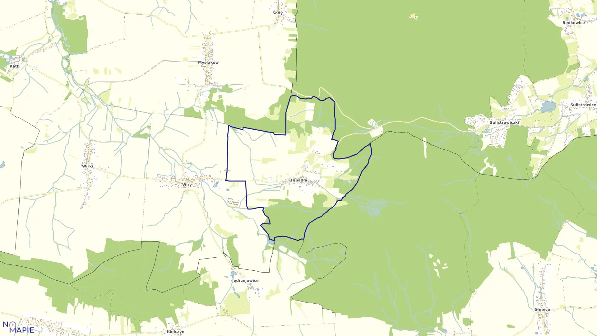 Mapa obrębu Tąpadła w gminie Marcinowice