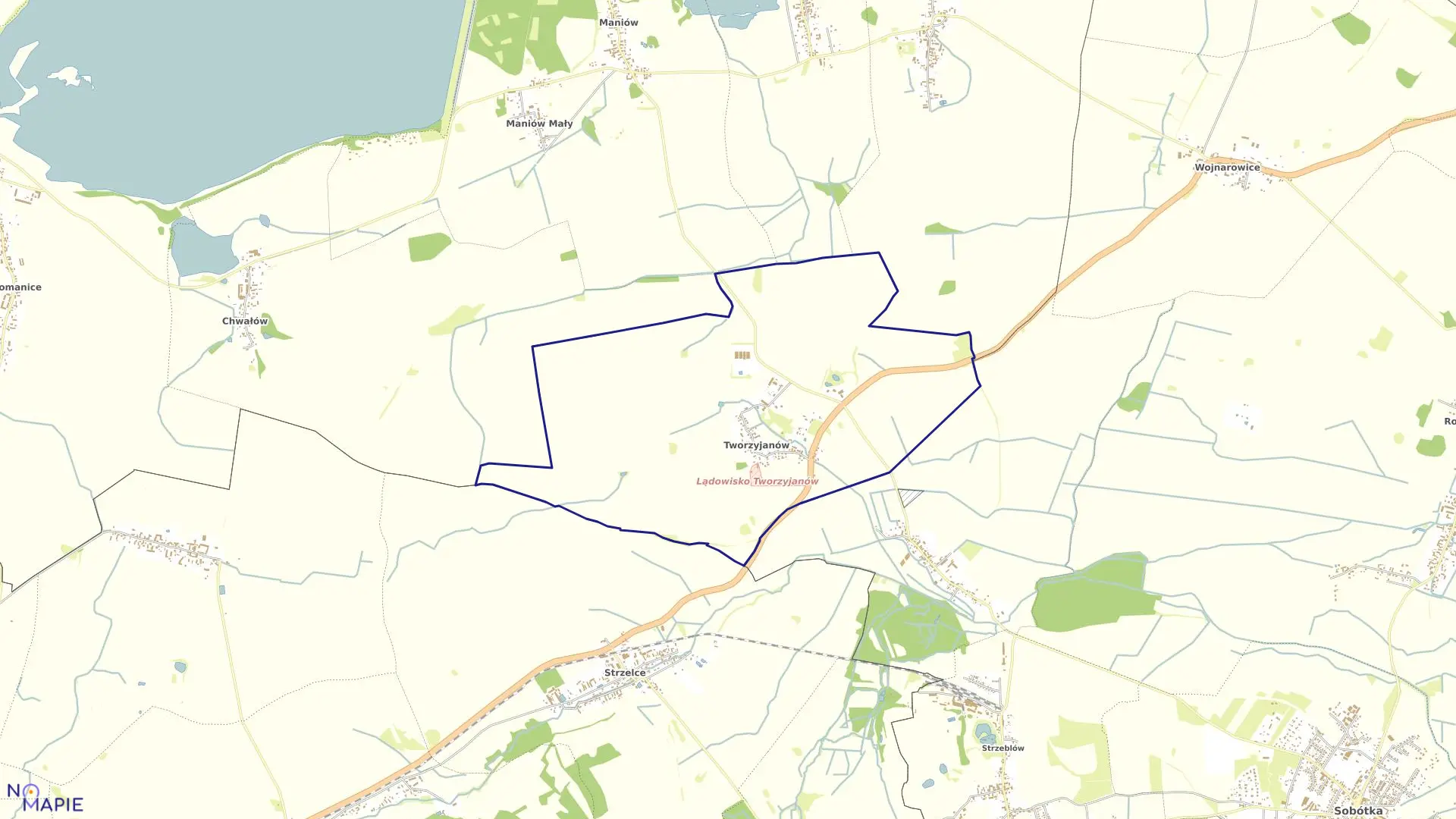 Mapa obrębu Tworzyjanów w gminie Marcinowice