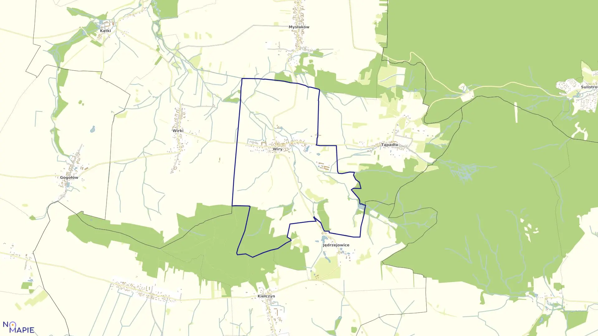 Mapa obrębu Wiry w gminie Marcinowice